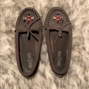 Grey Minnetonka Moccasins